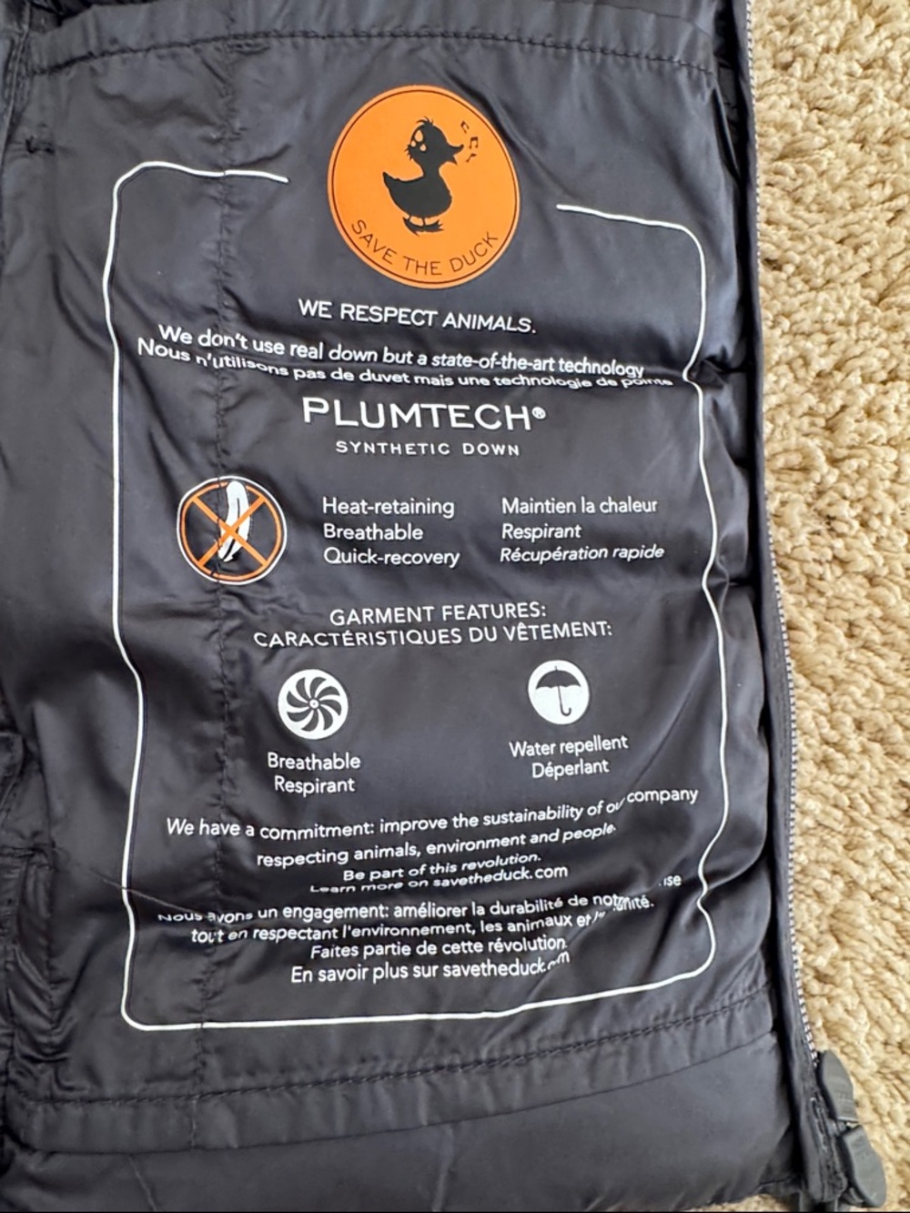Save the Duck Womens Plumtech Puffer Vest in Dark Gray, Animal Free, sz XS - Picture 8 of 16